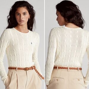 Polo Ralph Lauren Cable-Knit Pima Cotton Julianna Crewneck Sweater Size Large